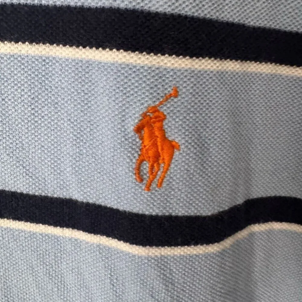 Vintage Polo Ralph Lauren Striped Polo Shirt Light Blue Navy White Men's 2XL Big